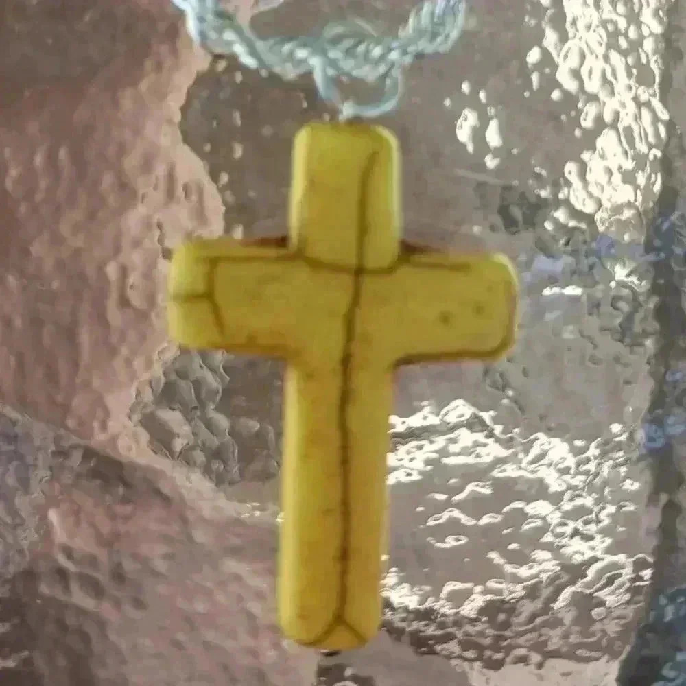 Howlite Turquoise Cross Necklace - Picture 2 of 4